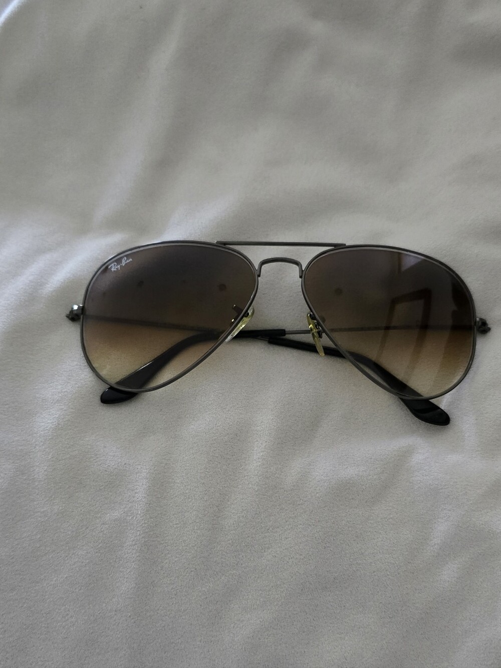Ray-Ban Aviator Sunglasses Brown Gradient Lenses Silver Frame